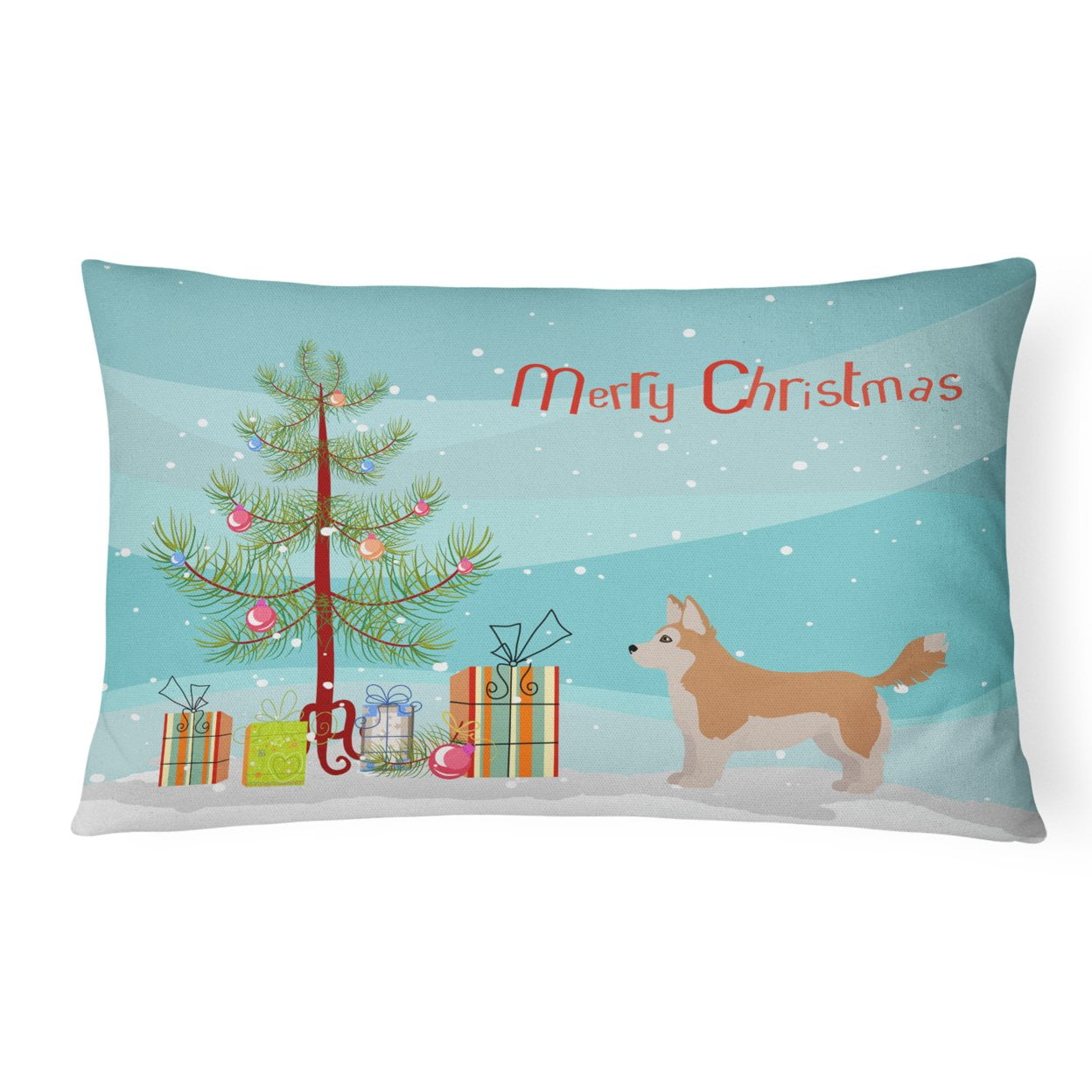 Corgi Husky Mix Christmas Tree Canvas Fabric Decorative Pillow