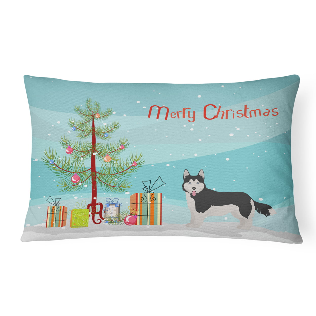 Corgi Husky Mix No.2 Christmas Tree Canvas Fabric Decorative Pillow