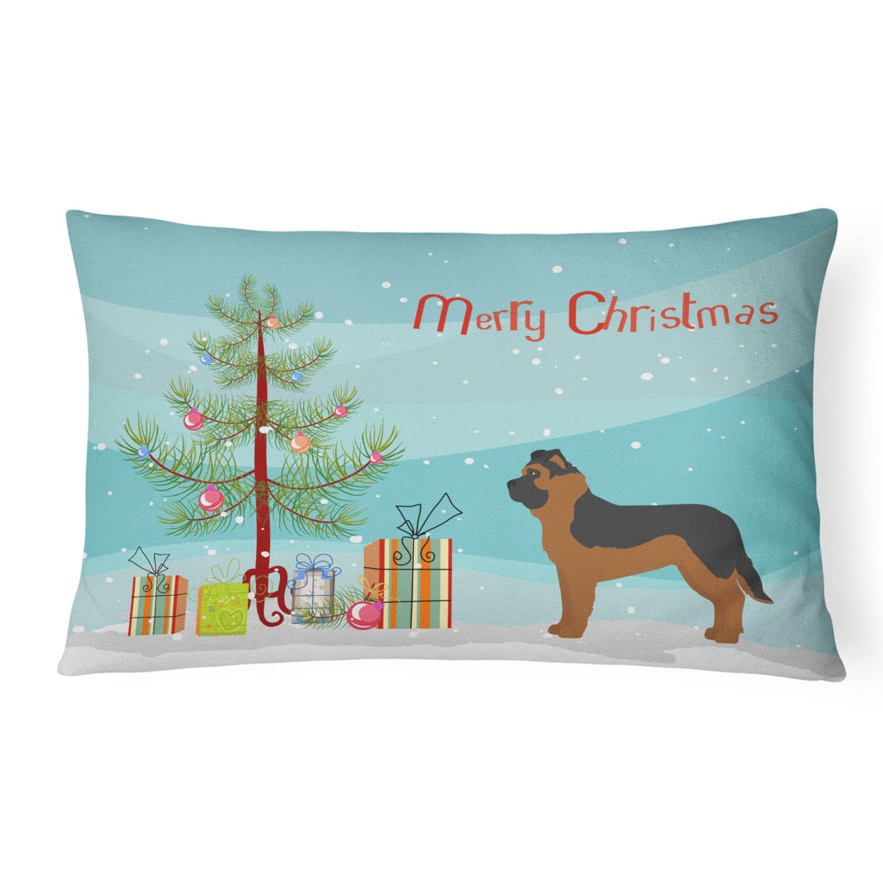 Black German Shepherd Mastiff Mix Christmas Tree Canvas Fabric Decorative Pillow