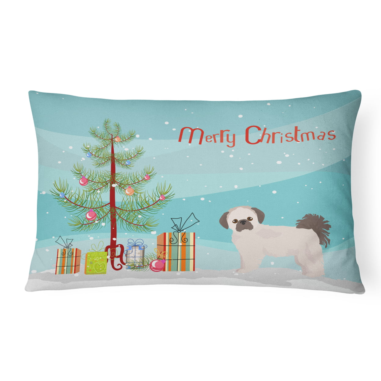 CK3857PW1216 Pekeapoo Christmas Tree Canvas Fabric Decorative Pillow