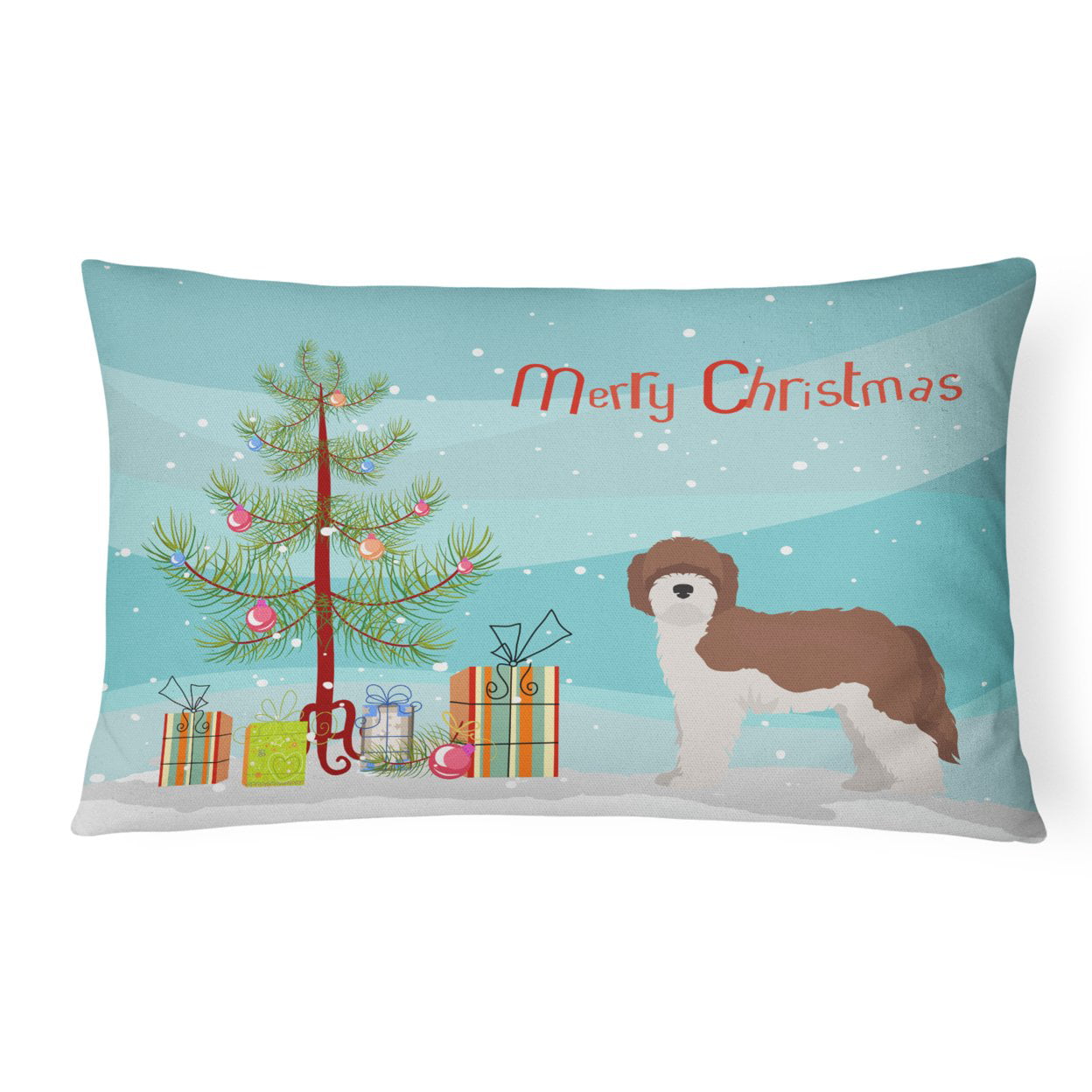 CK3867PW1216 Sheepadoodle Christmas Tree Canvas Fabric Decorative Pillow