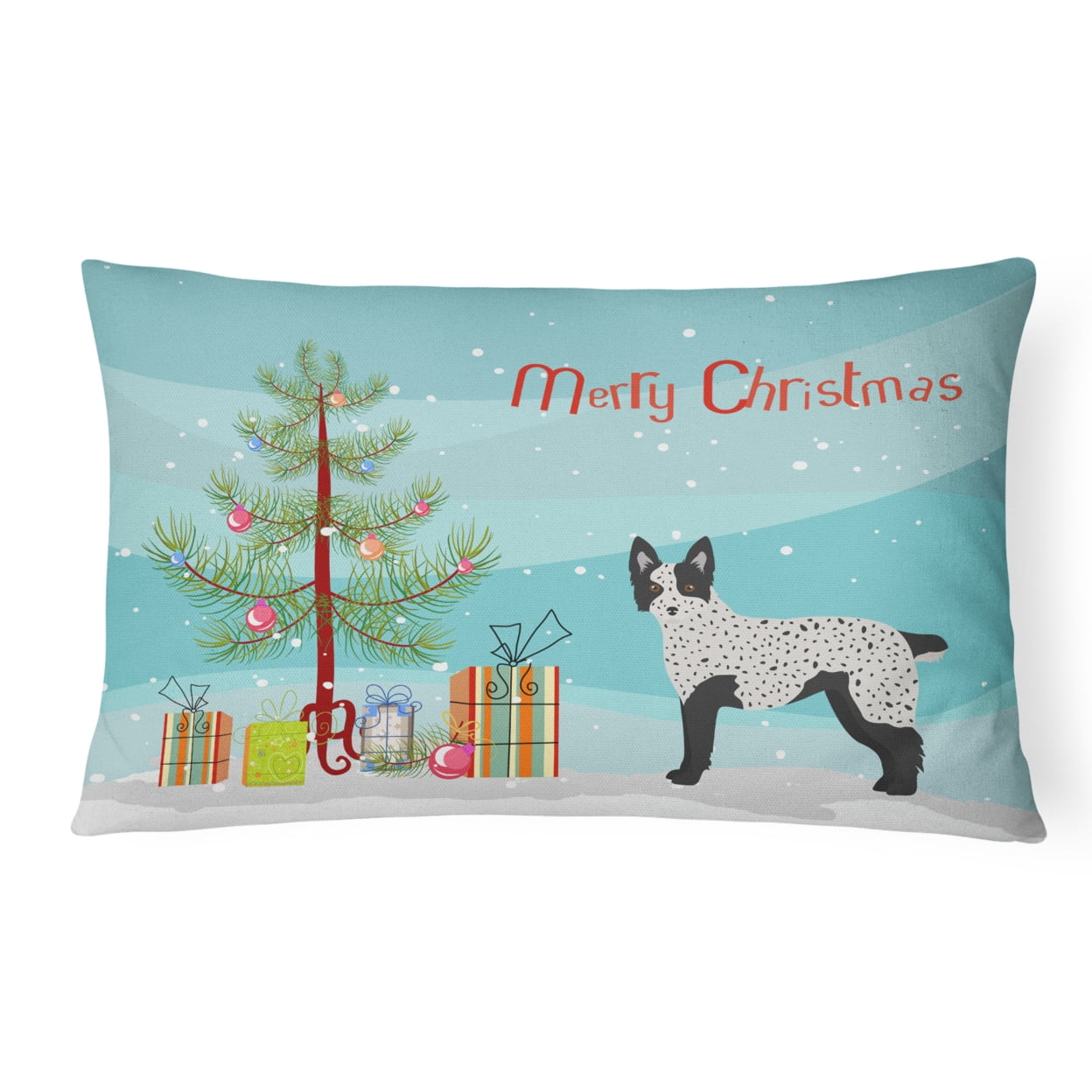 Texas Heeler Christmas Tree Canvas Fabric Decorative Pillow
