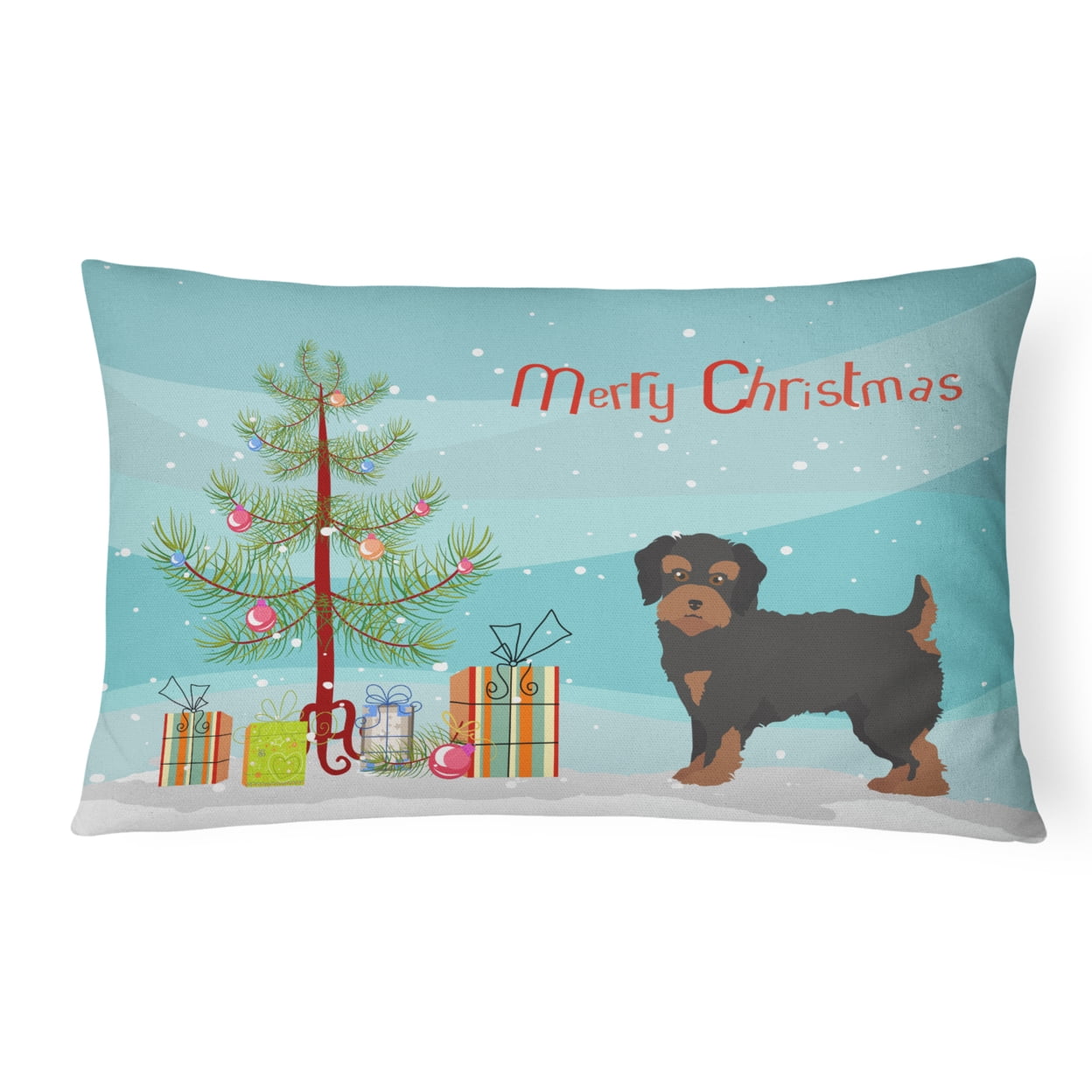 Yorkiepoo No.1 Christmas Tree Canvas Fabric Decorative Pillow