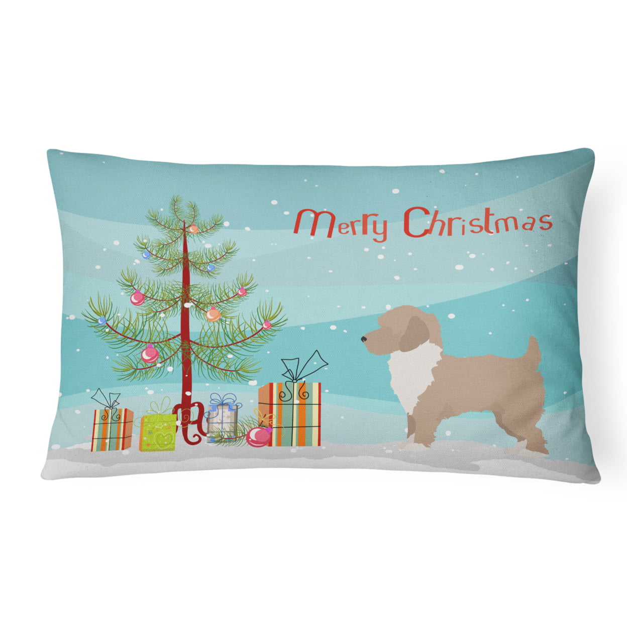 Yorkiepoo No.2 Christmas Tree Canvas Fabric Decorative Pillow