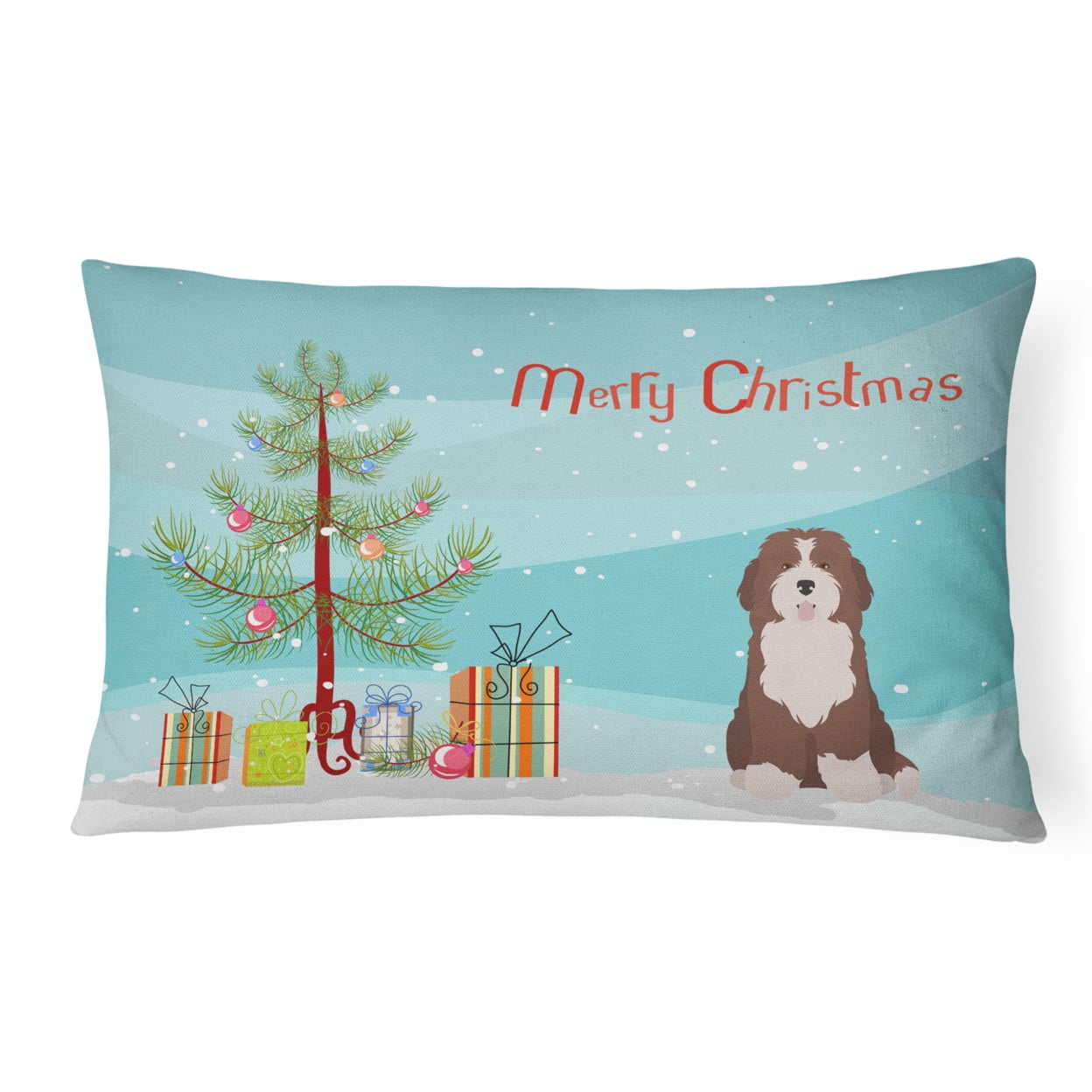 Bernedoodle No.2 Christmas Tree Canvas Fabric Decorative Pillow