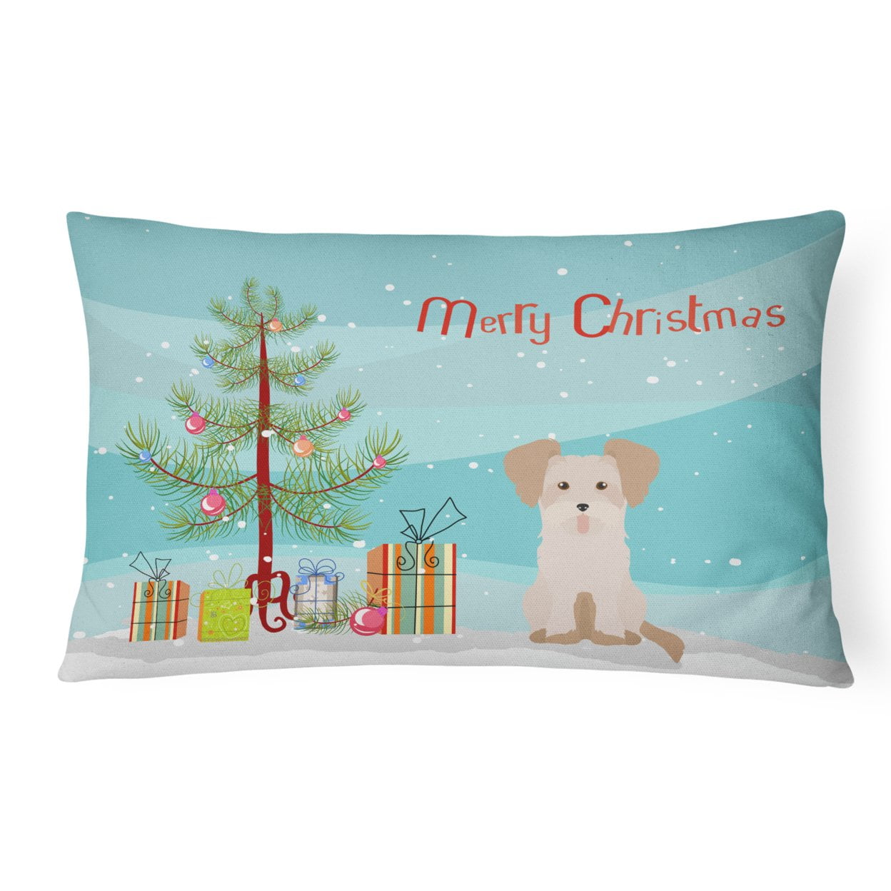 Morkie No.3 Christmas Tree Canvas Fabric Decorative Pillow