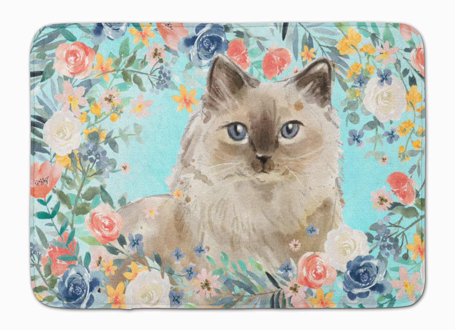 CK3396RUG Ragdoll Spring Flowers Machine Washable Memory Foam Mat