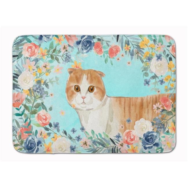CK3397RUG Scottish Fold Spring Flowers Machine Washable Memory Foam Mat