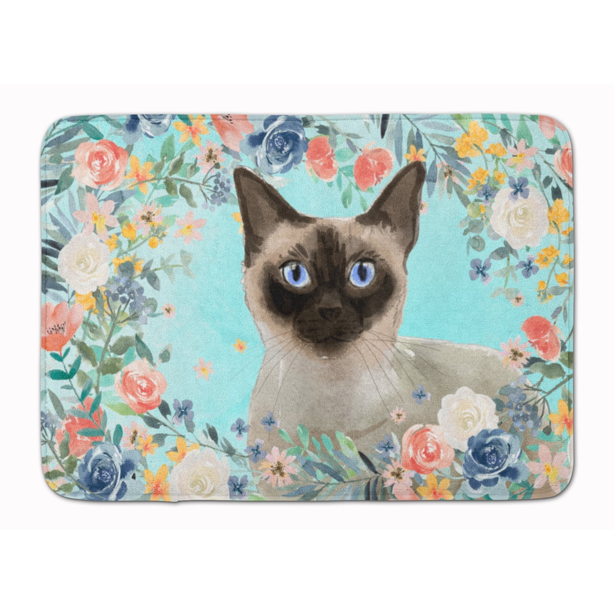 CK3398RUG Siamese Spring Flowers Machine Washable Memory Foam Mat