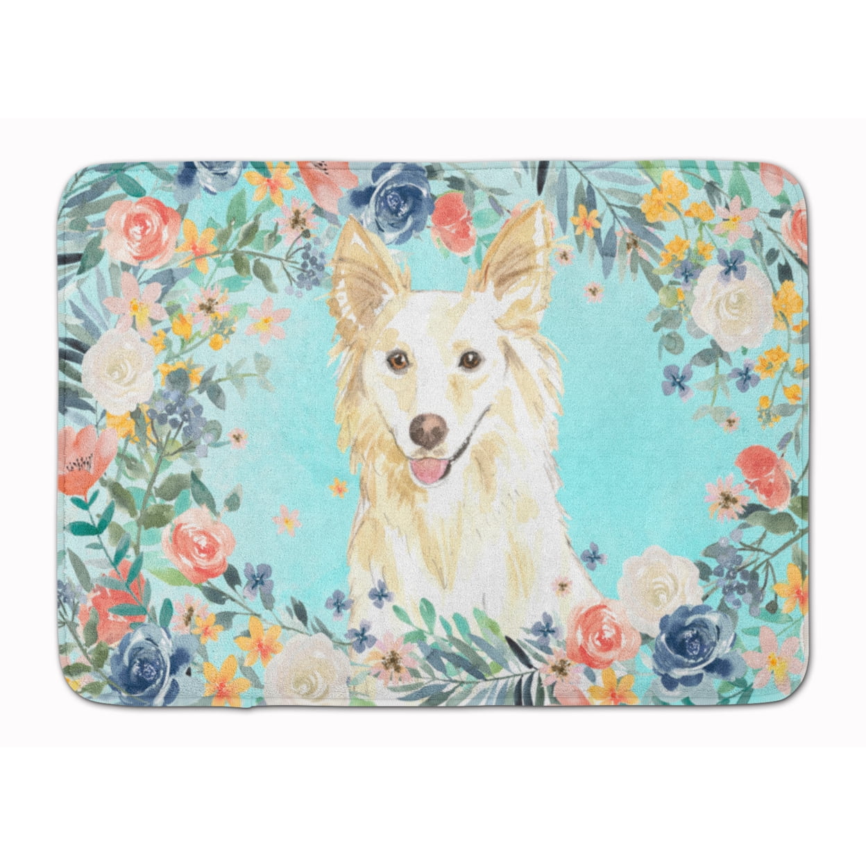 CK3403RUG White Collie Machine Washable Memory Foam Mat