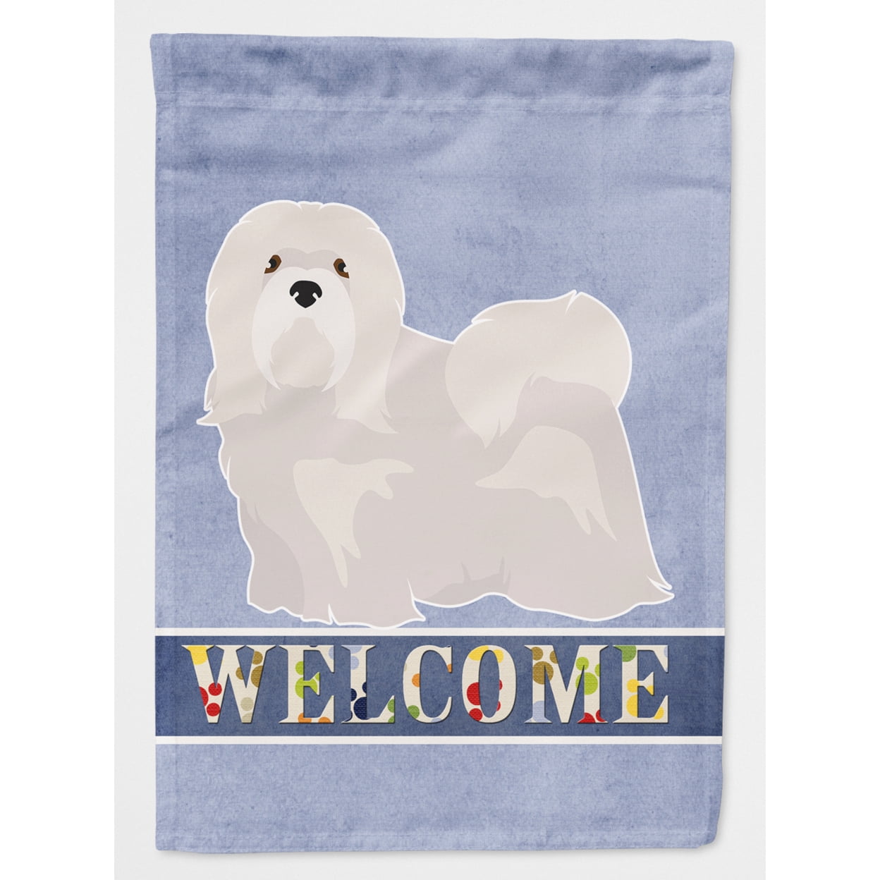 White Lhasa Apso Welcome Flag Canvas House Size