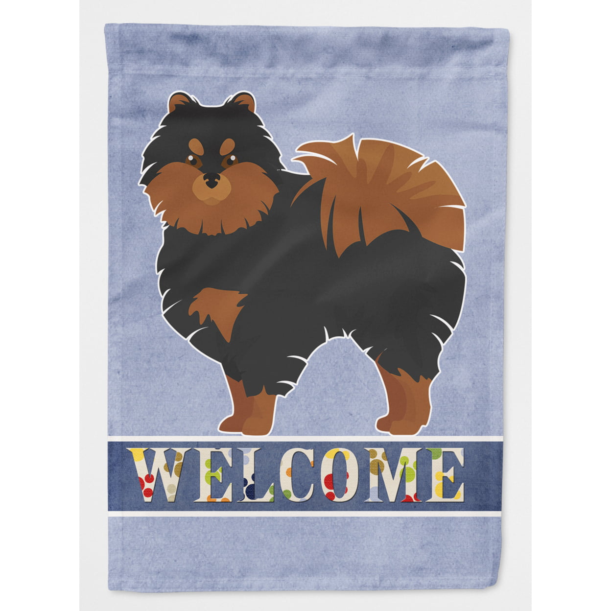 Pomeranian Welcome Flag Canvas House Size