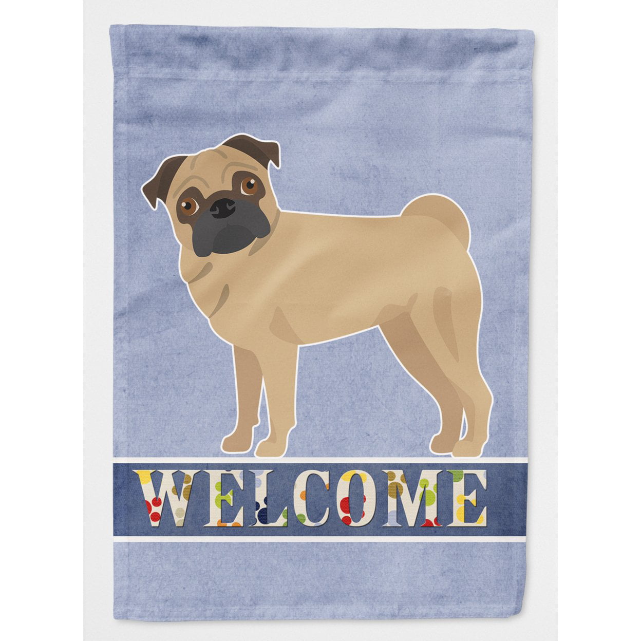 Pug Welcome Flag Canvas House Size