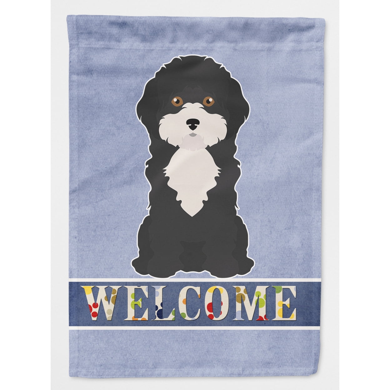 Black & White Cyprus Poodle Welcome Flag Canvas House Size