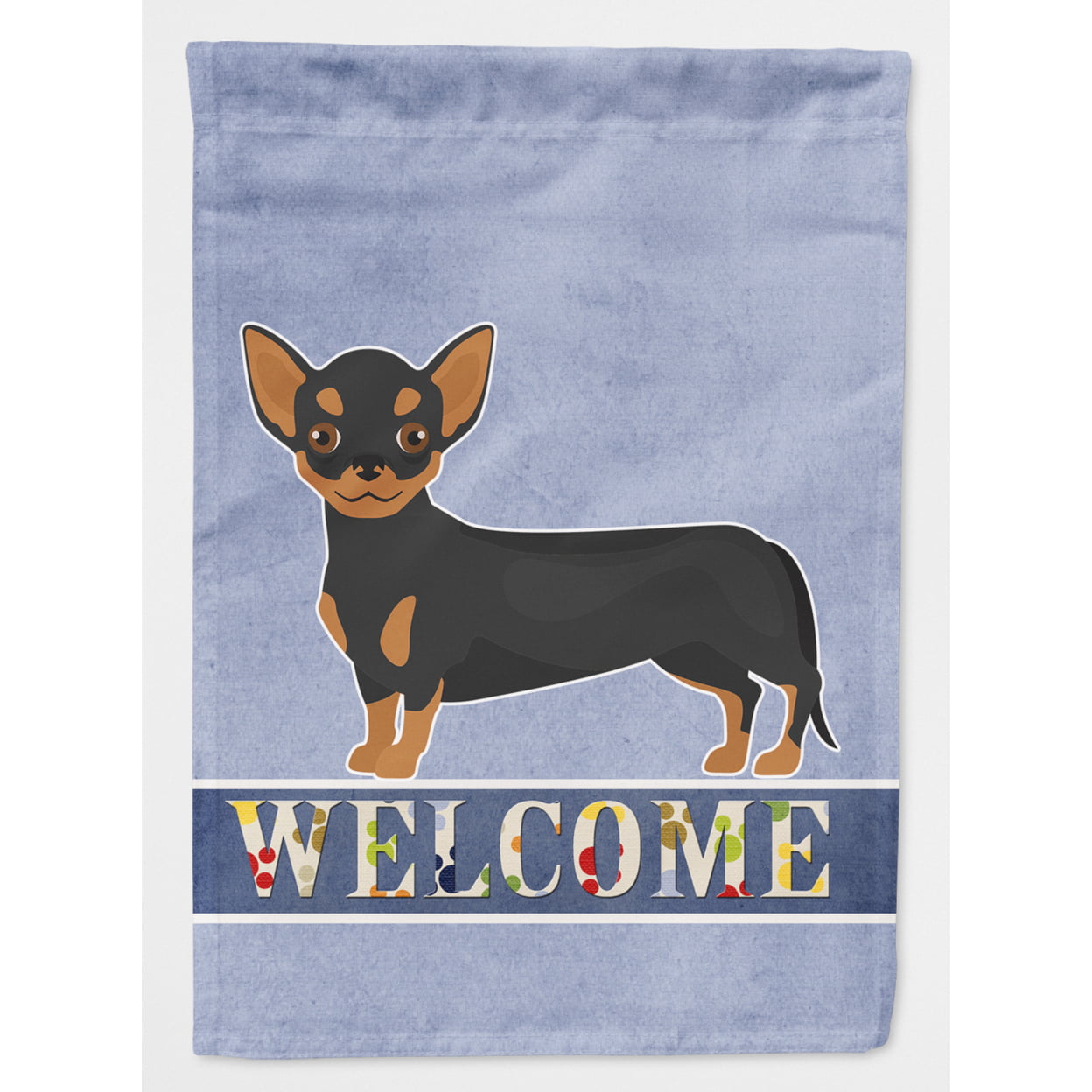 Black & Tan Chiweenie Welcome Flag Canvas House Size