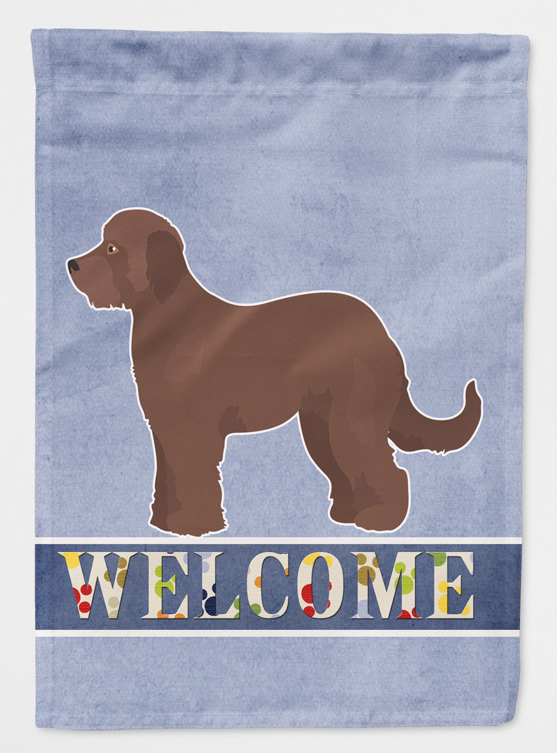 Brown Goldendoodle Welcome Flag Canvas House Size