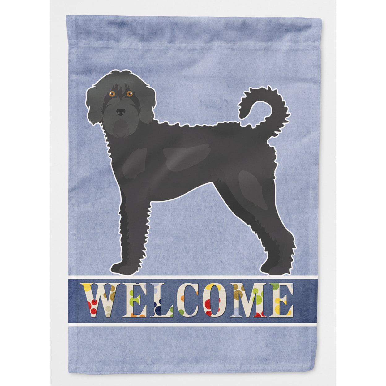 Black Labradoodle Welcome Flag Canvas House Size