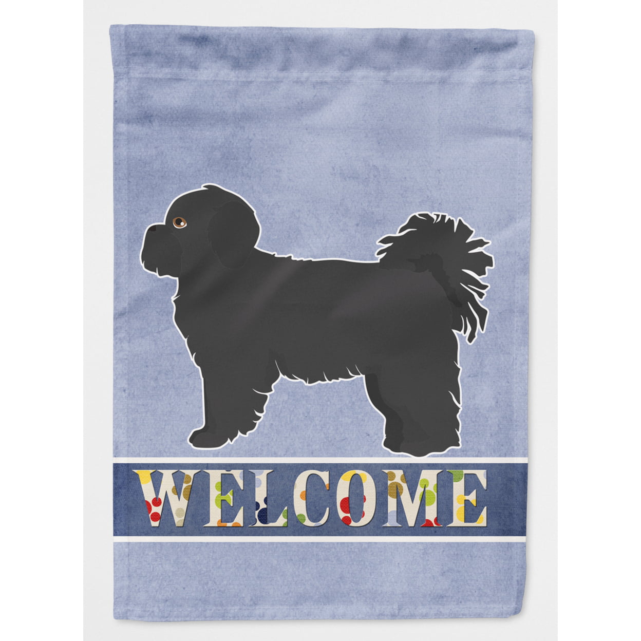 CK3764CHF Black Pekeapoo Welcome Flag Canvas House Size