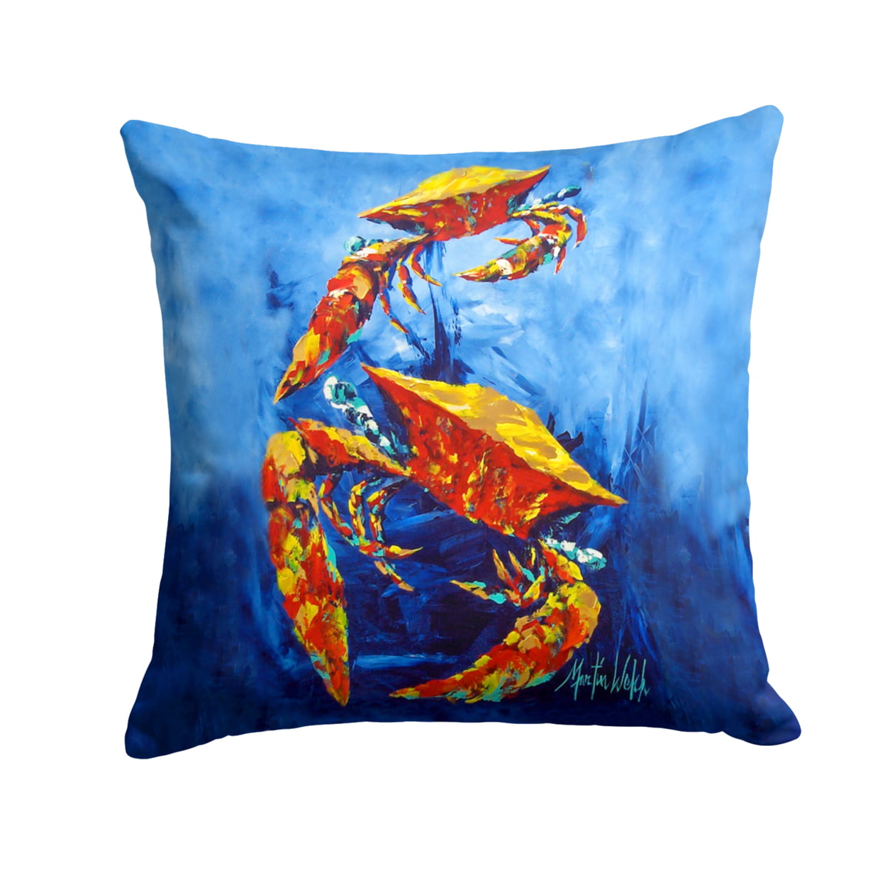 Crab Puddle O Two Fabric Decorative Pillow