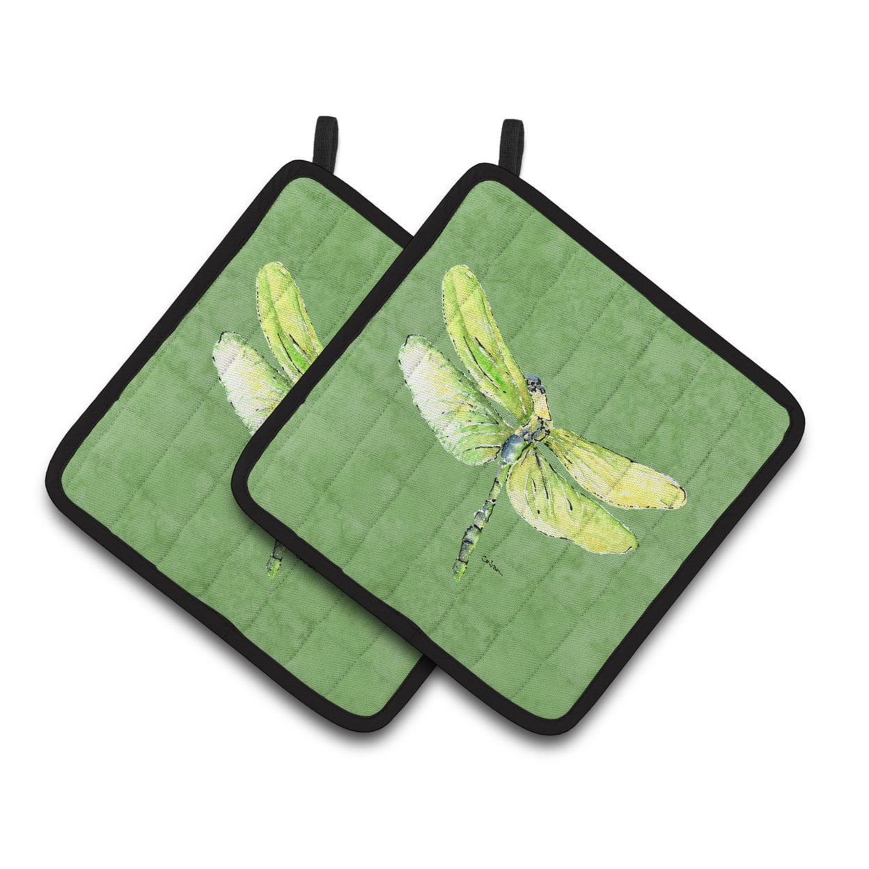 Picture of Carolines Treasures 8864PTHD Dragonfly on Avacado Pair of Pot Holders