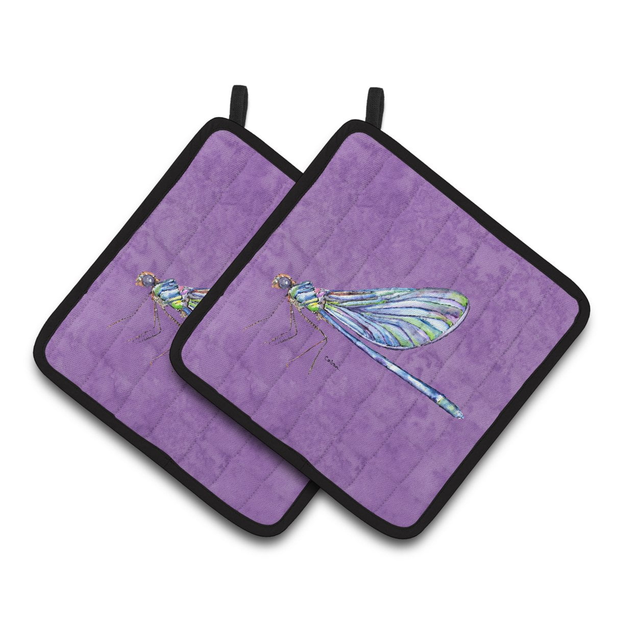 Picture of Carolines Treasures 8865PTHD Dragonfly on Purple Pair of Pot Holders