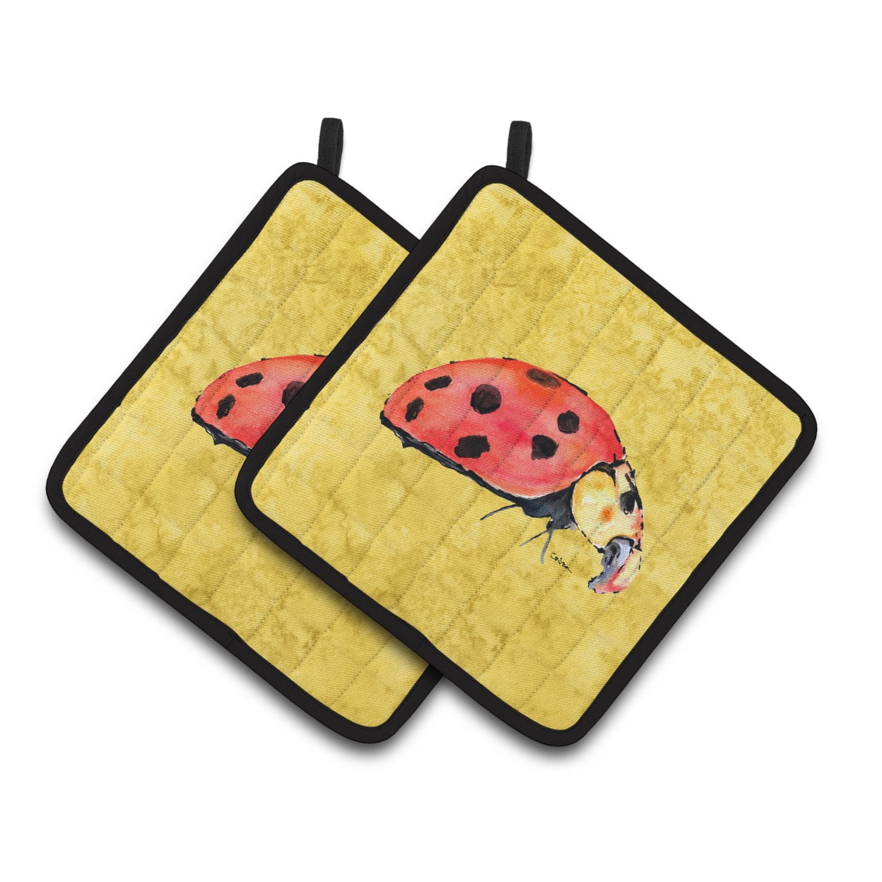 Picture of Carolines Treasures 8867PTHD Lady Bug on Yellow Pair of Pot Holders