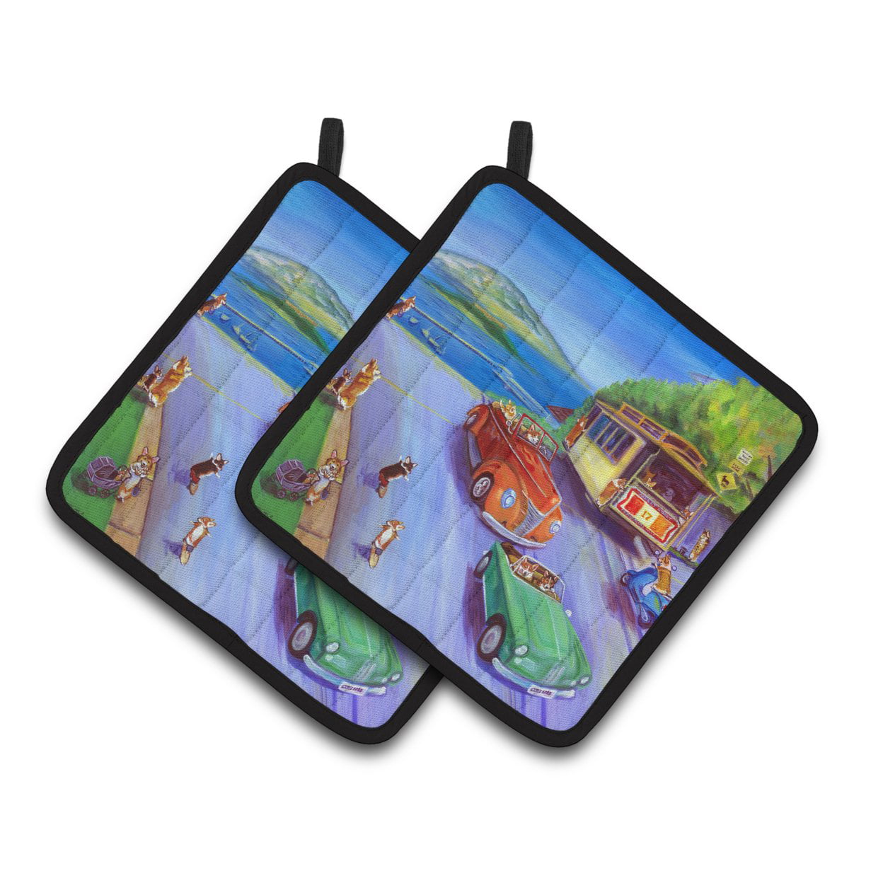 Picture of Carolines Treasures 7436PTHD Corgi Hyde Park Pair of Pot Holders