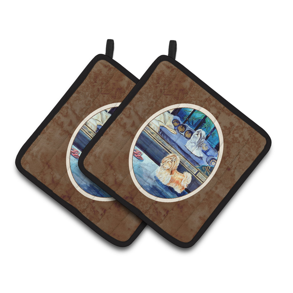 Picture of Carolines Treasures 7082PTHD Shih Tzu Double Trouble Pair of Pot Holders