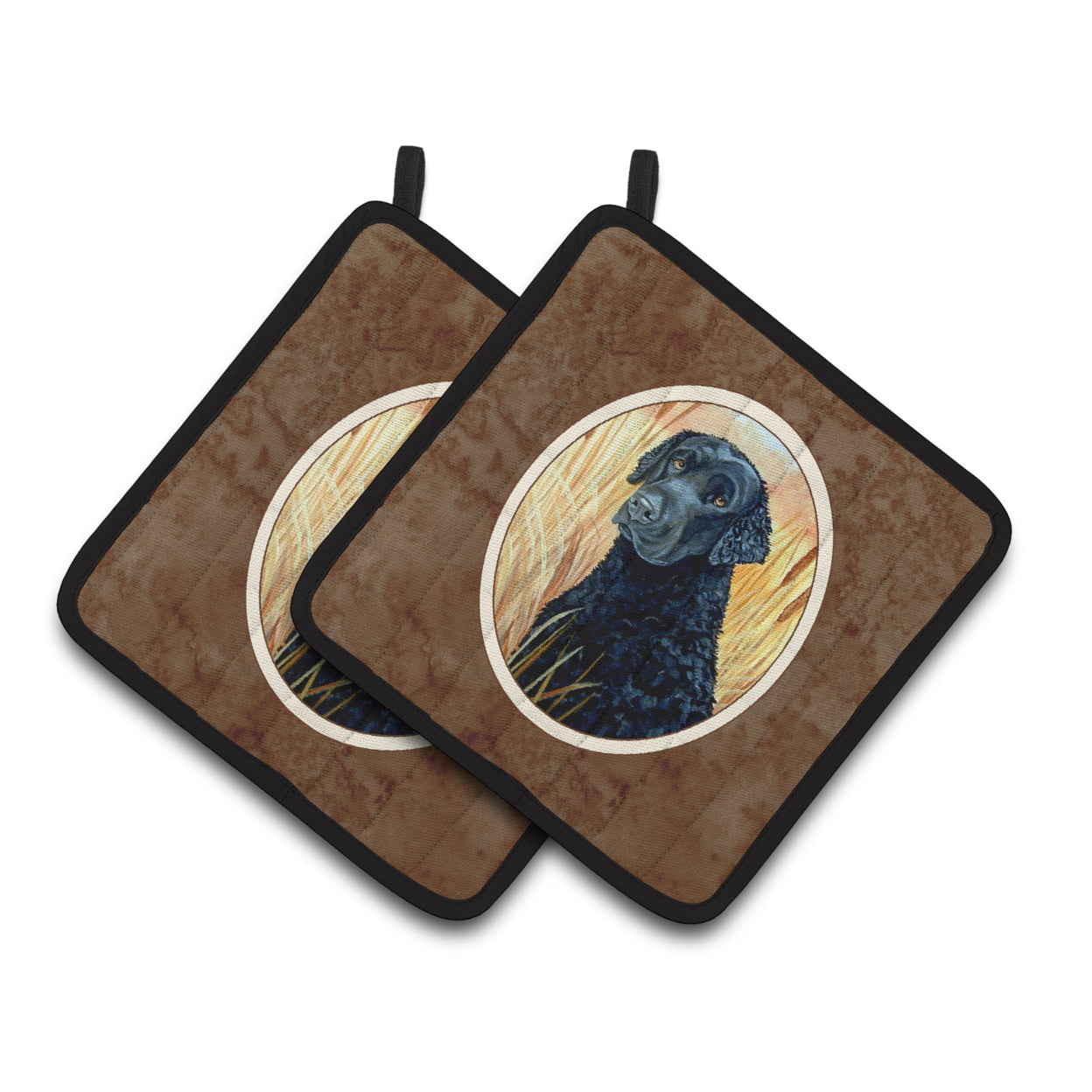 Picture of Carolines Treasures 7097PTHD Curly Coated Retriever Pair of Pot Holders
