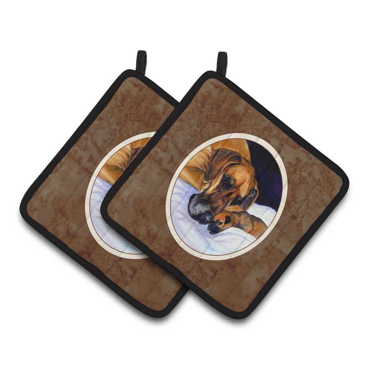 Picture of Carolines Treasures 7099PTHD Natural Eared Fawn Great Dane Momma & Puppy Pair of Pot Holders