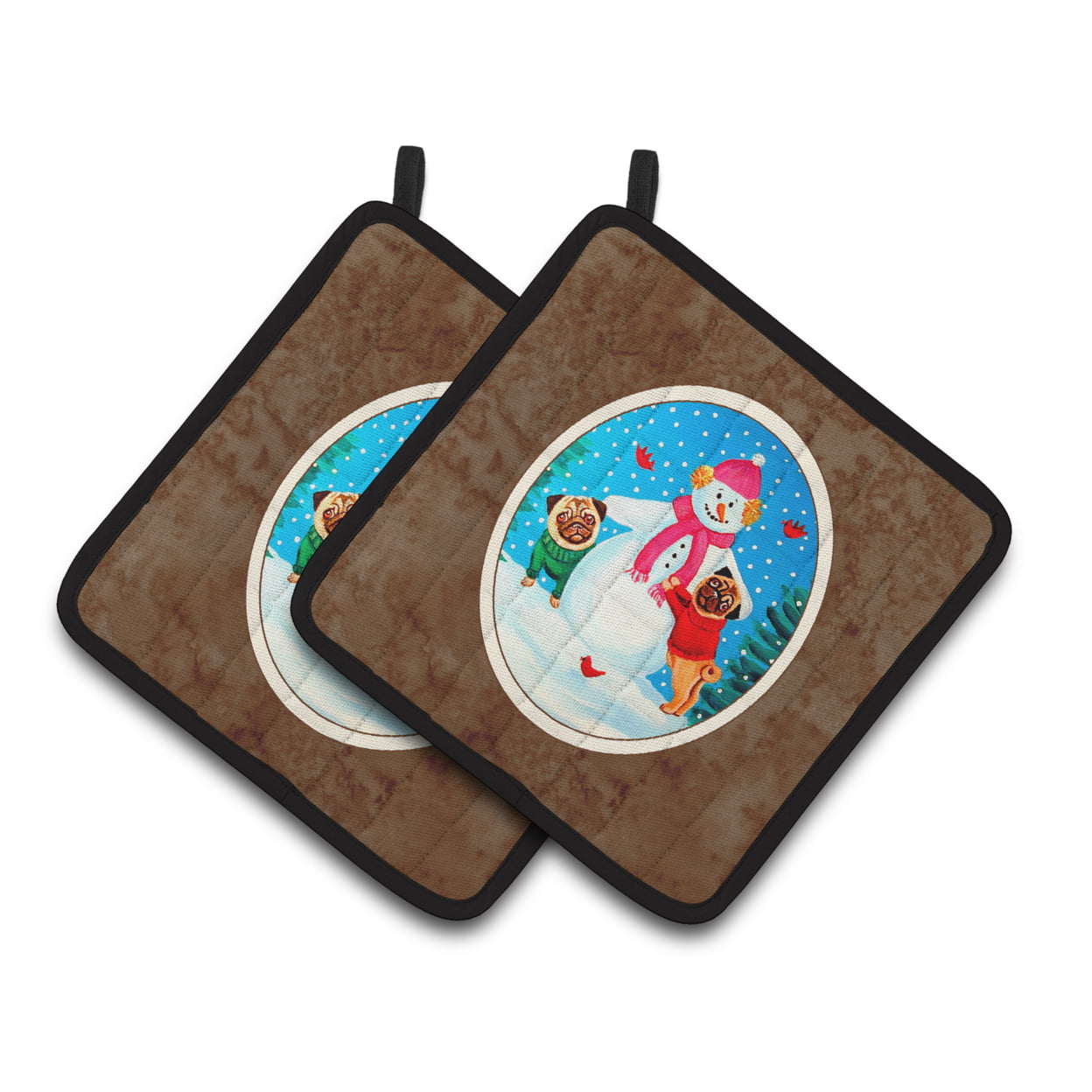 Picture of Carolines Treasures 7115PTHD Snowman With Pug Winter Snowman Pair of Pot Holders