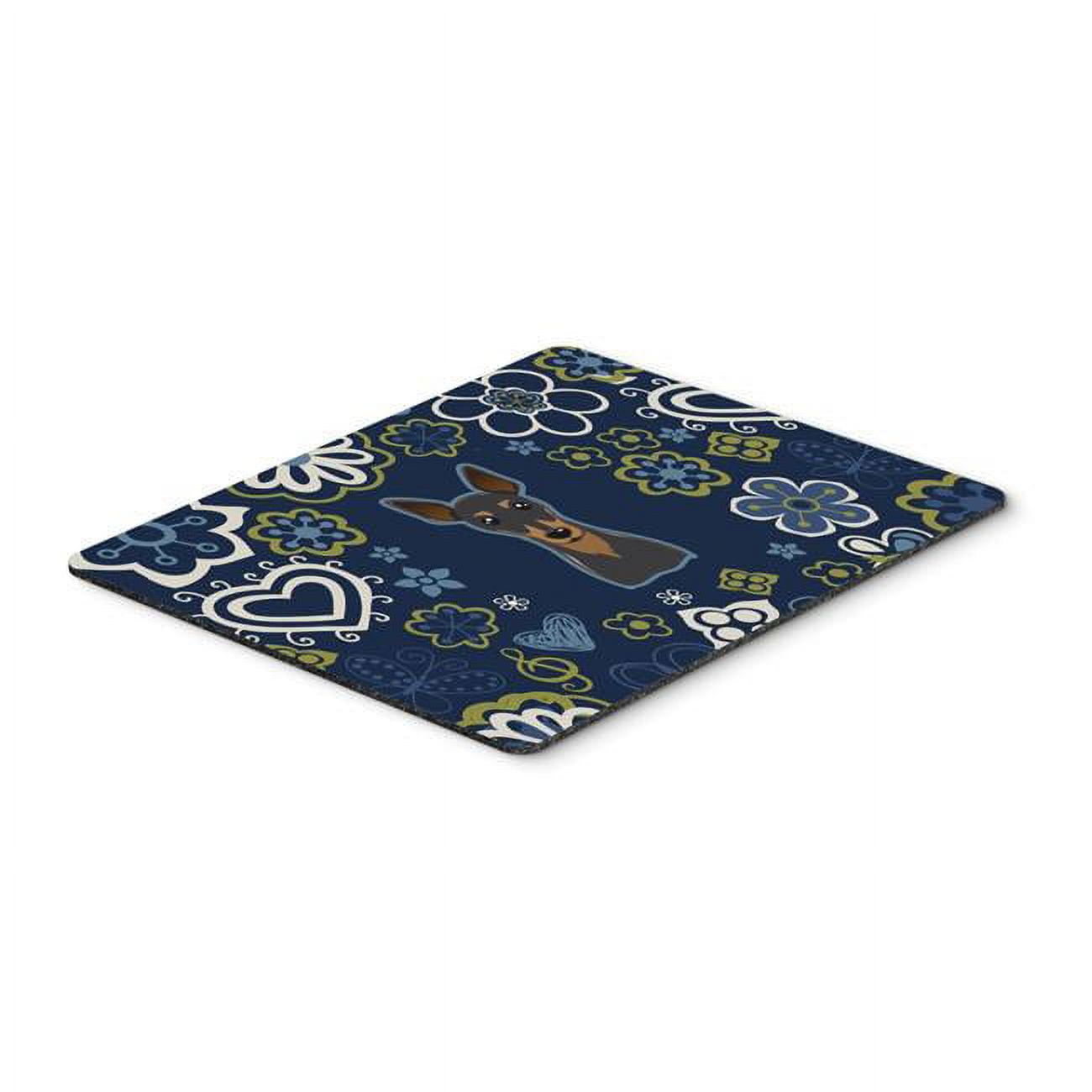 Blue Flowers Min Pin Mouse Pad, Hot Pad or Trivet