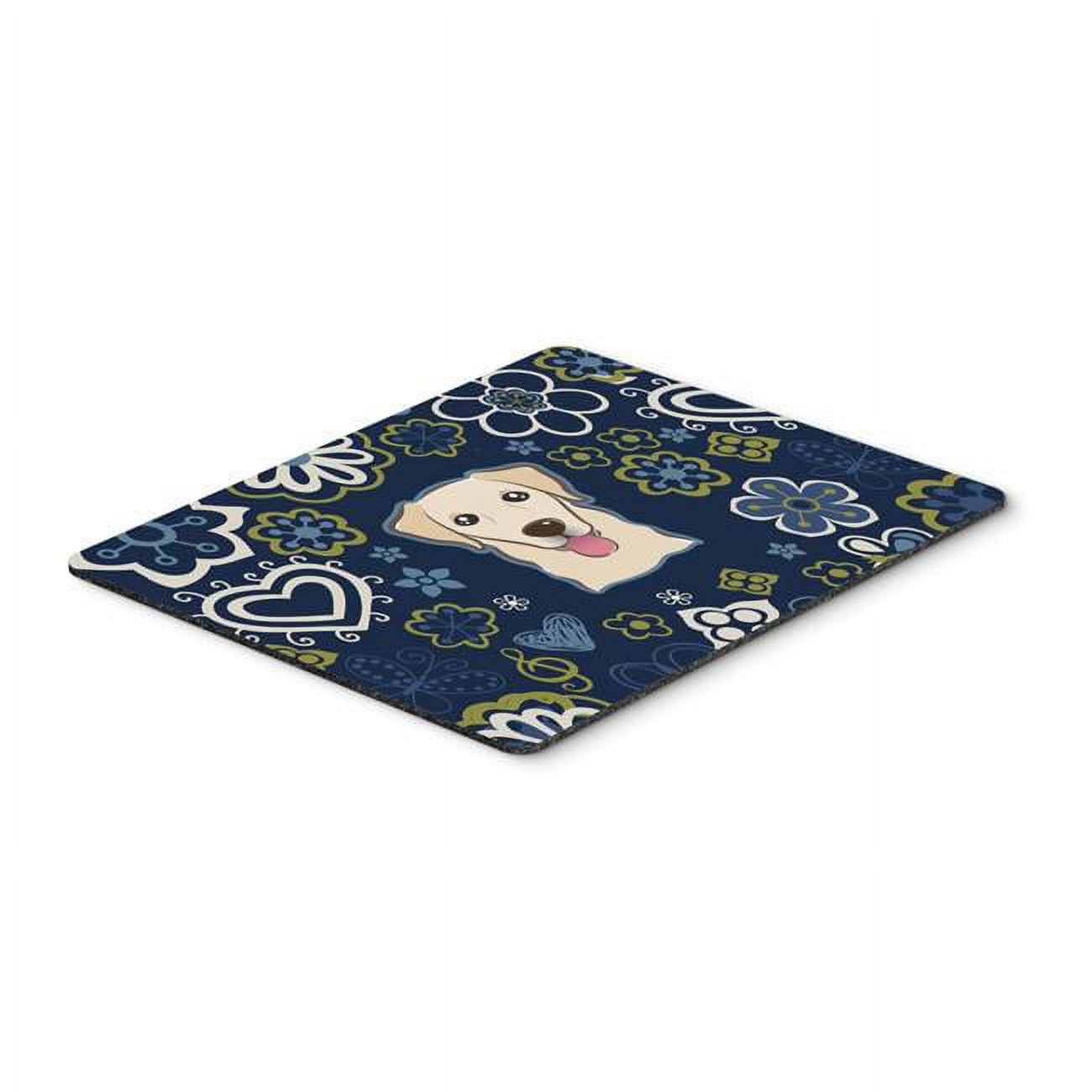 Blue Flowers Golden Retriever Mouse Pad, Hot Pad or Trivet