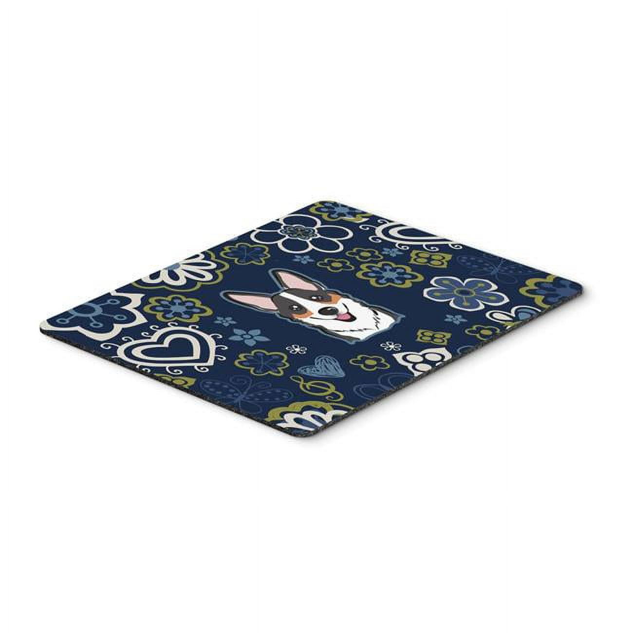 Blue Flowers Tricolor Corgi Mouse Pad, Hot Pad or Trivet