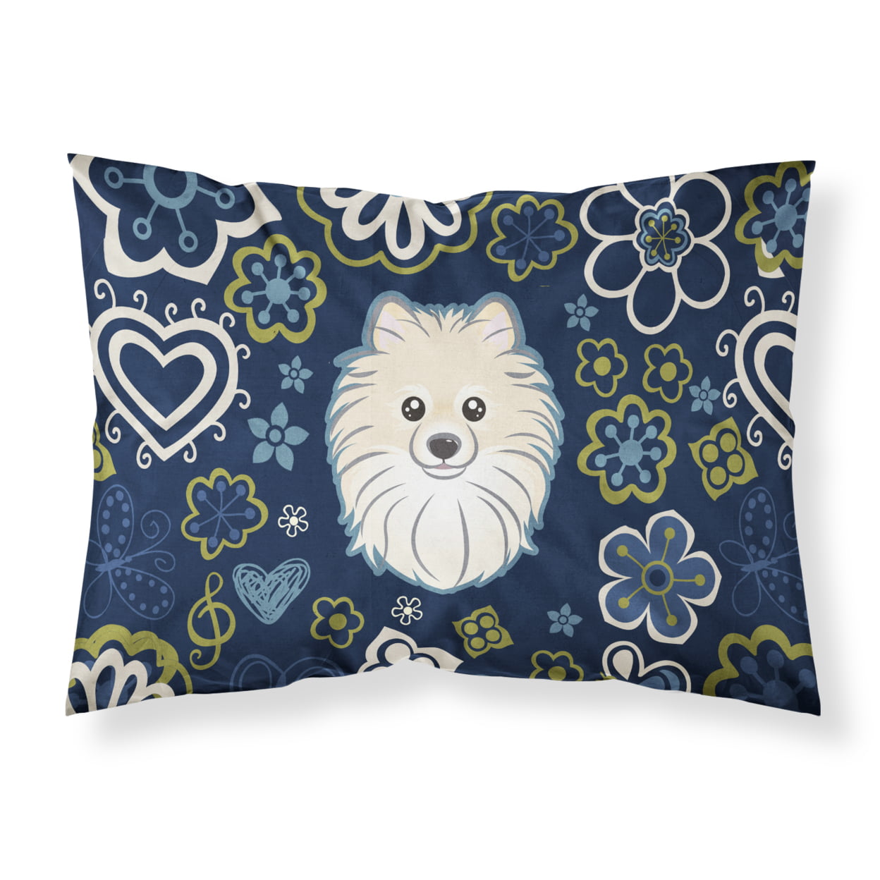 Blue Flowers Pomeranian Fabric Standard Pillowcase