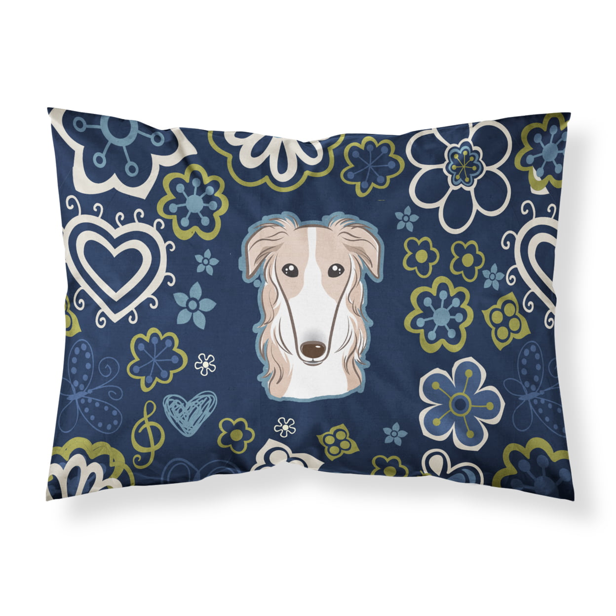 BB5079PILLOWCASE Blue Flowers Borzoi Fabric Standard Pillowcase