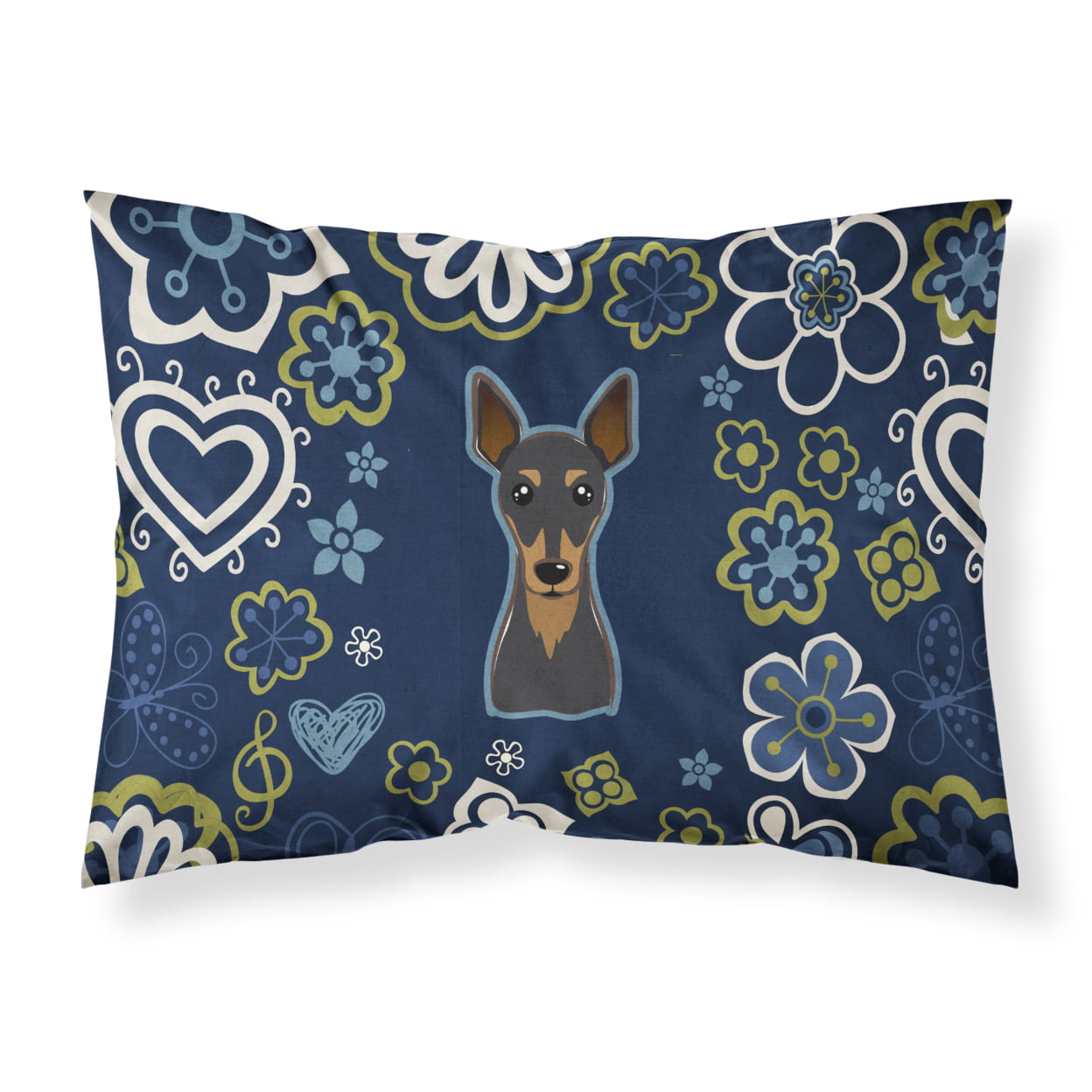 BB5091PILLOWCASE Blue Flowers Min Pin Fabric Standard Pillowcase