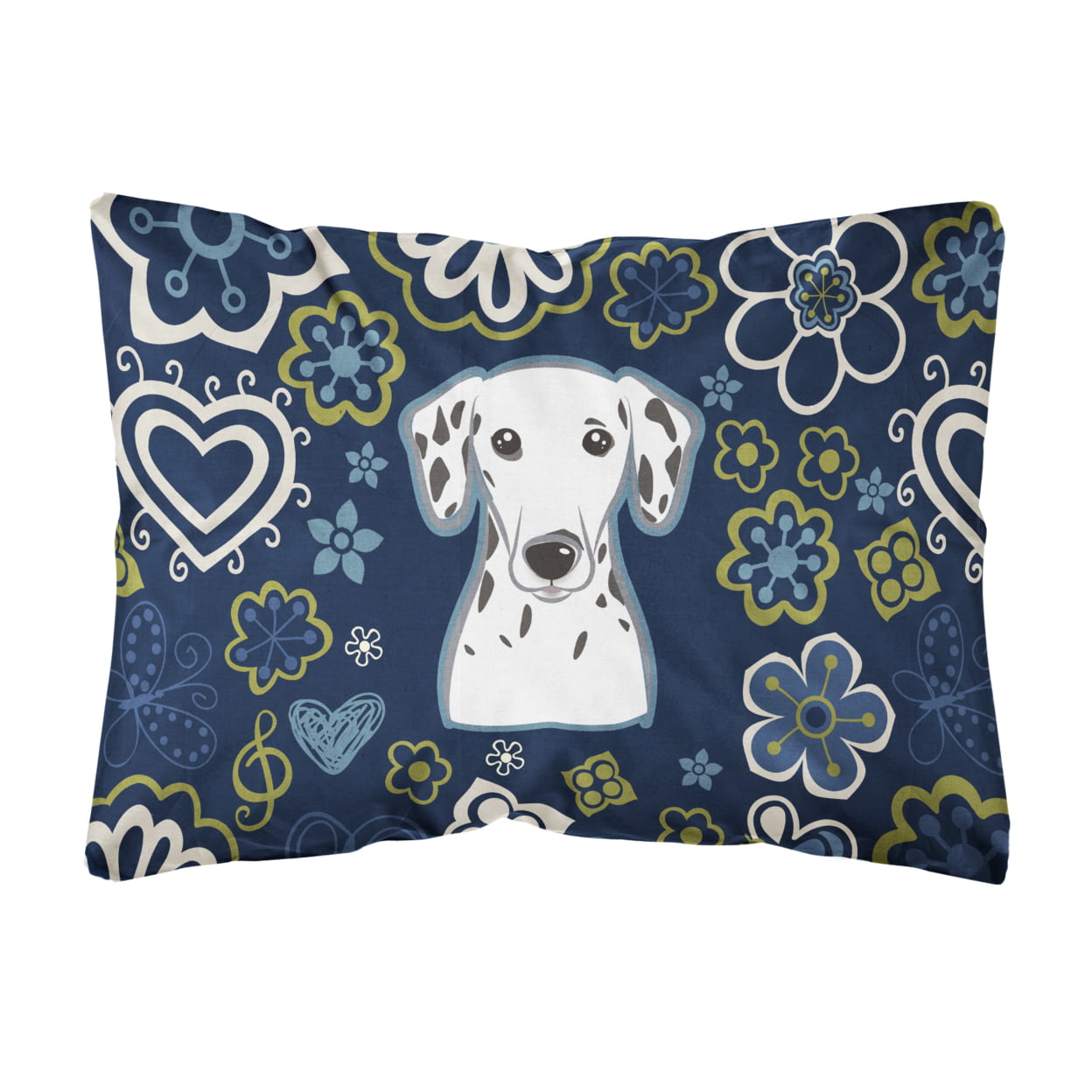Blue Flowers Dalmatian Canvas Fabric Decorative Pillow