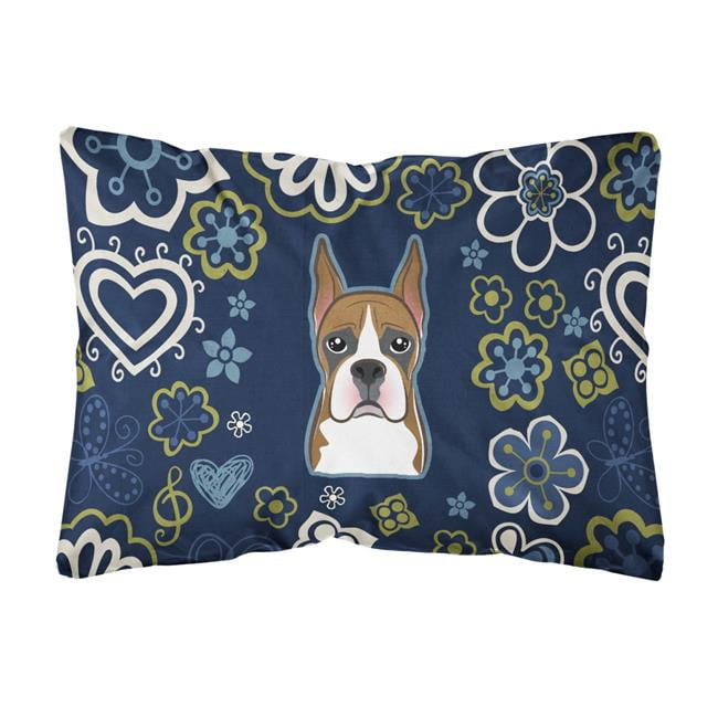 Blue Flowers Boxer Canvas Fabric Decorative Pillow