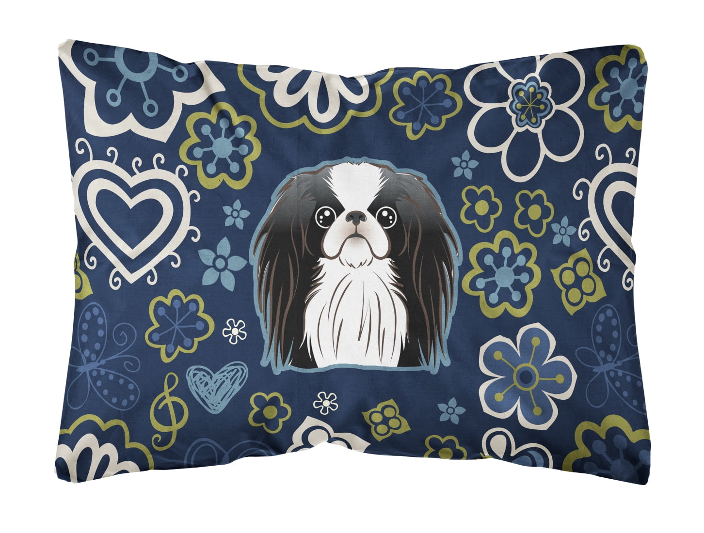 Blue Flowers Japanese Chin Canvas Fabric Decorative Pillow