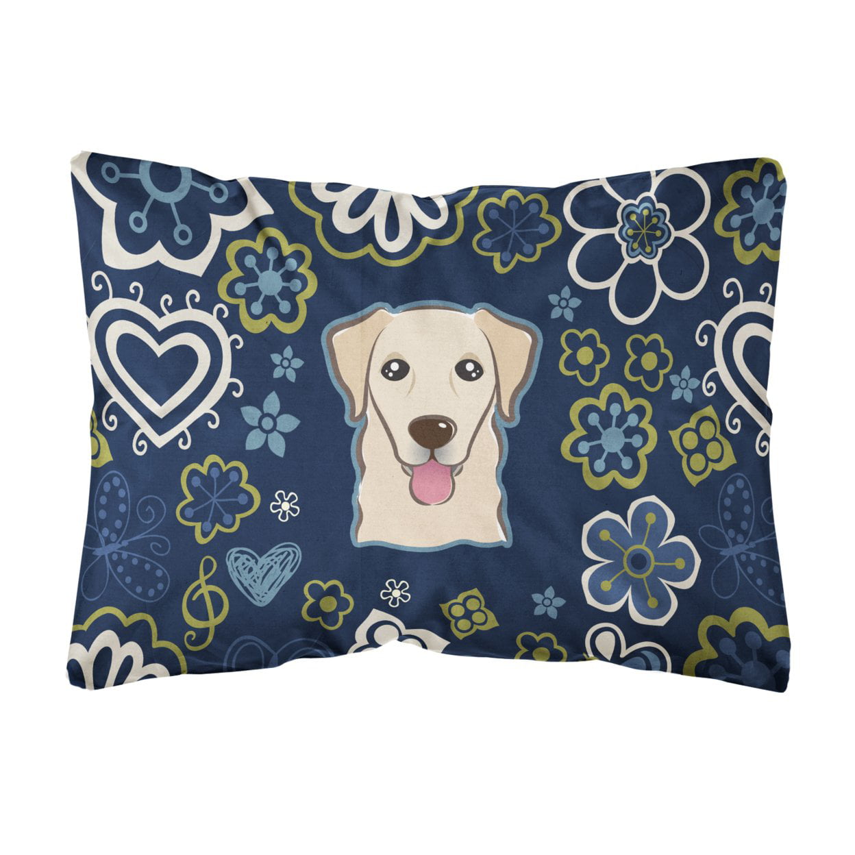 Blue Flowers Golden Retriever Canvas Fabric Decorative Pillow