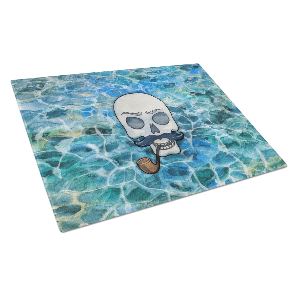 Skeleton Skull Pirate Glass Cutting Board - Large