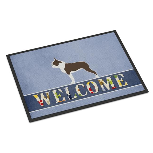 18 x 27 in. Boston Terrier Welcome Indoor or Outdoor Mat