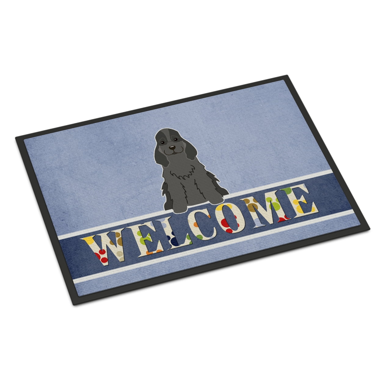 18 x 27 in. Cocker Spaniel Black Welcome Indoor or Outdoor Mat