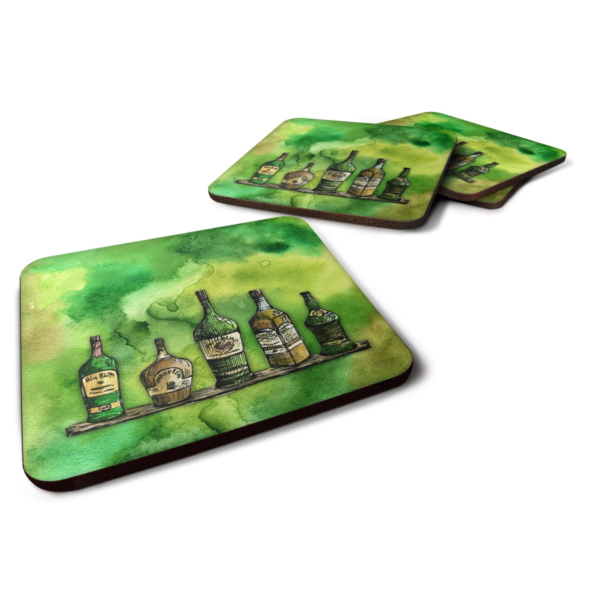 Irish Whiskey Bottle Foam Coasters - Set of 4