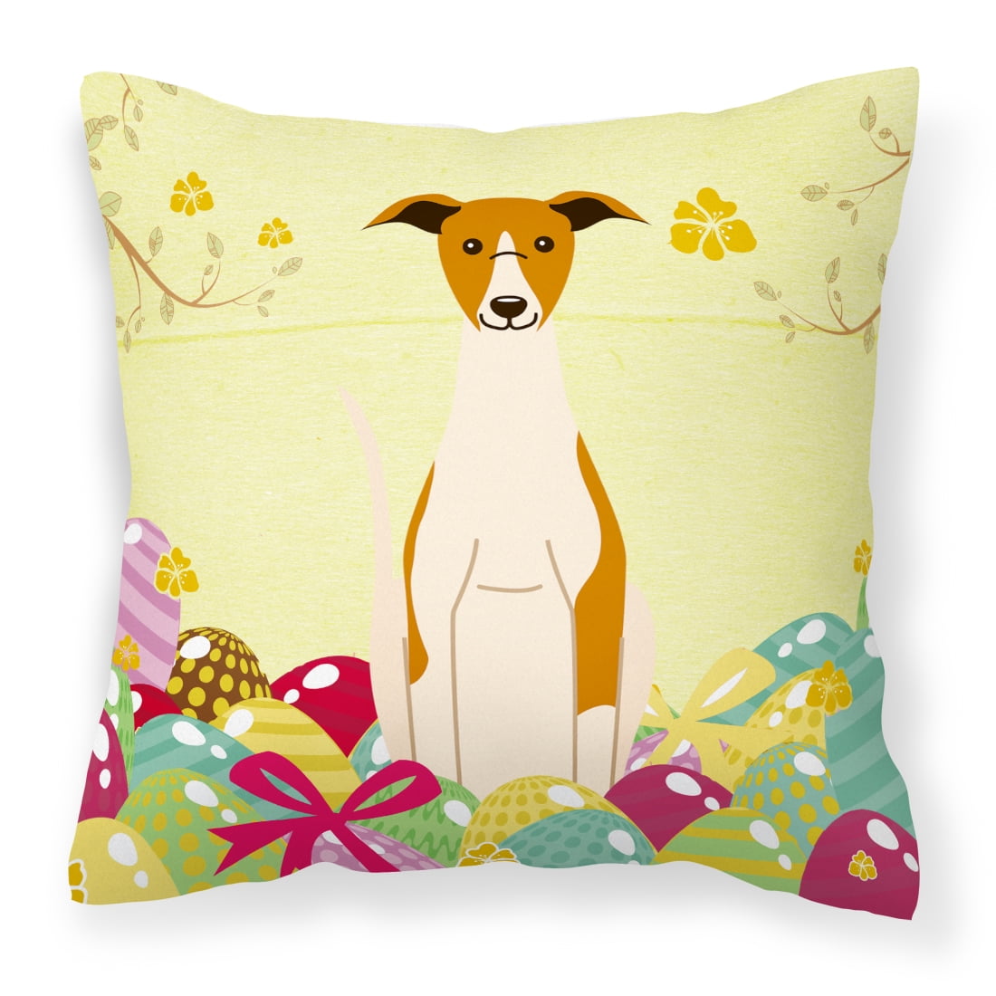 Easter Eggs Whippet Fabric Decorative Pillow