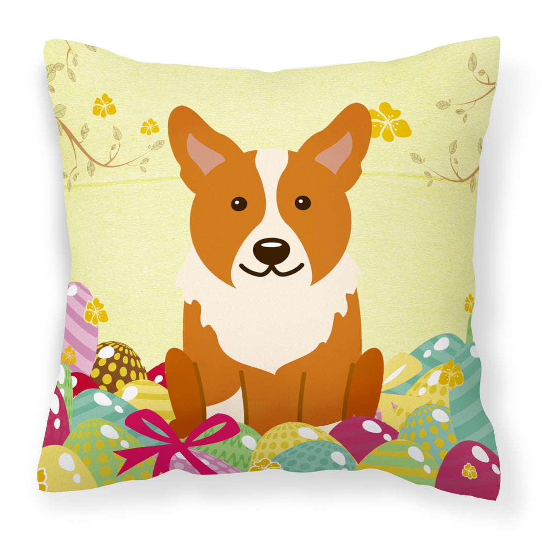 Easter Eggs Corgi Fabric Decorative Pillow