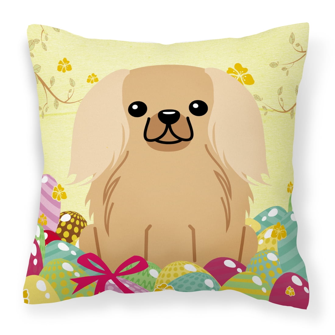 Easter Eggs Pekingnese Fawn Sable Fabric Decorative Pillow