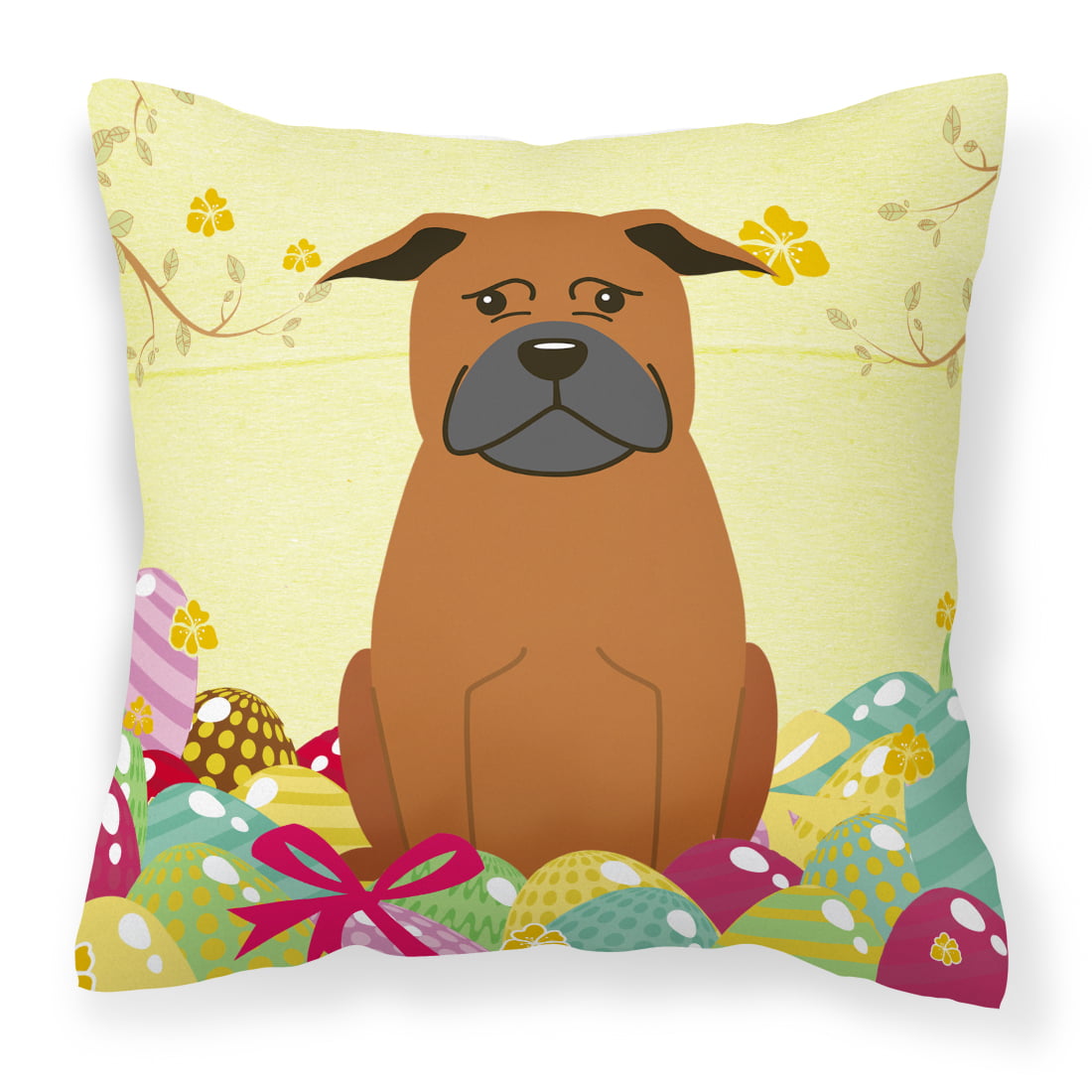 Easter Eggs Chinese Chongqing Dog Fabric Decorative Pillow