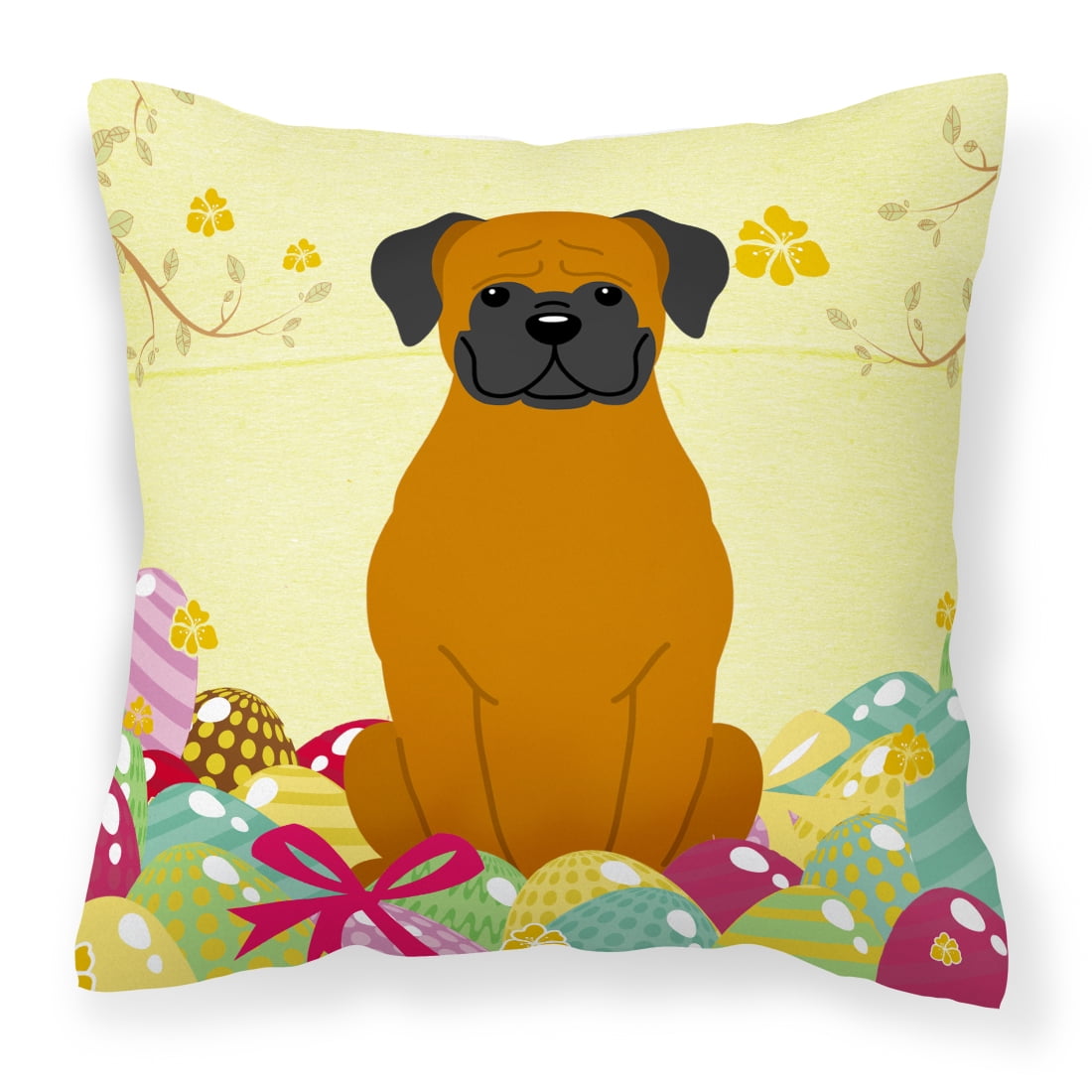 Easter Eggs Fawn Boxer Fabric Decorative Pillow